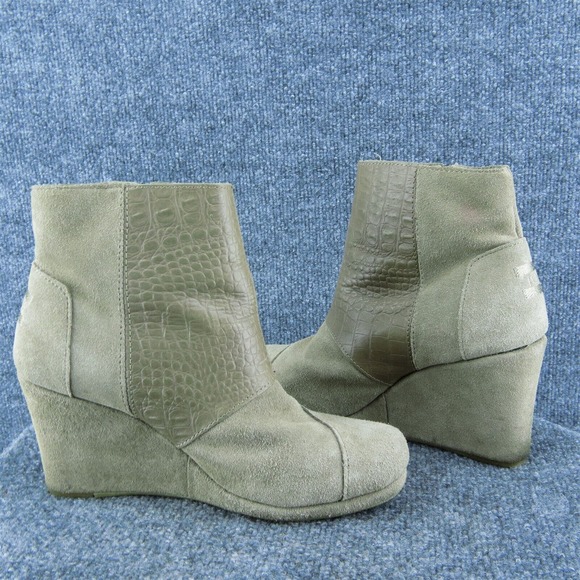 TOMS Women Ankle Boots Brown Suede Zip Size 8 Medium - Picture 6 of 9